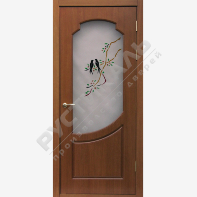 Композиция Сакура с ласточками в двери МДФ модель 7